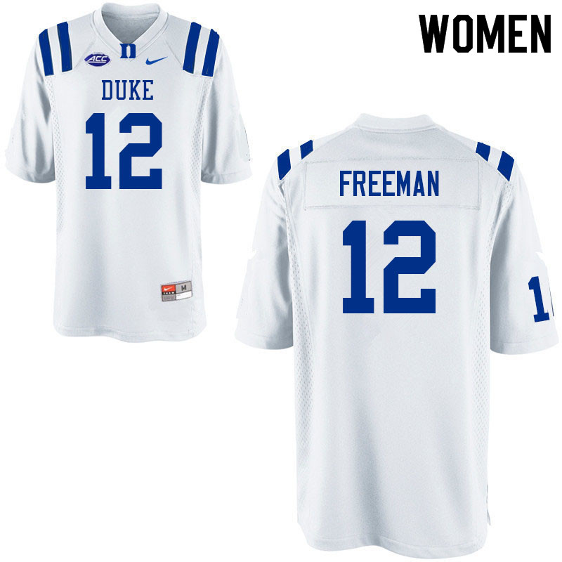 Women #12 Tre Freeman Duke Blue Devils College Football Jerseys Sale-White